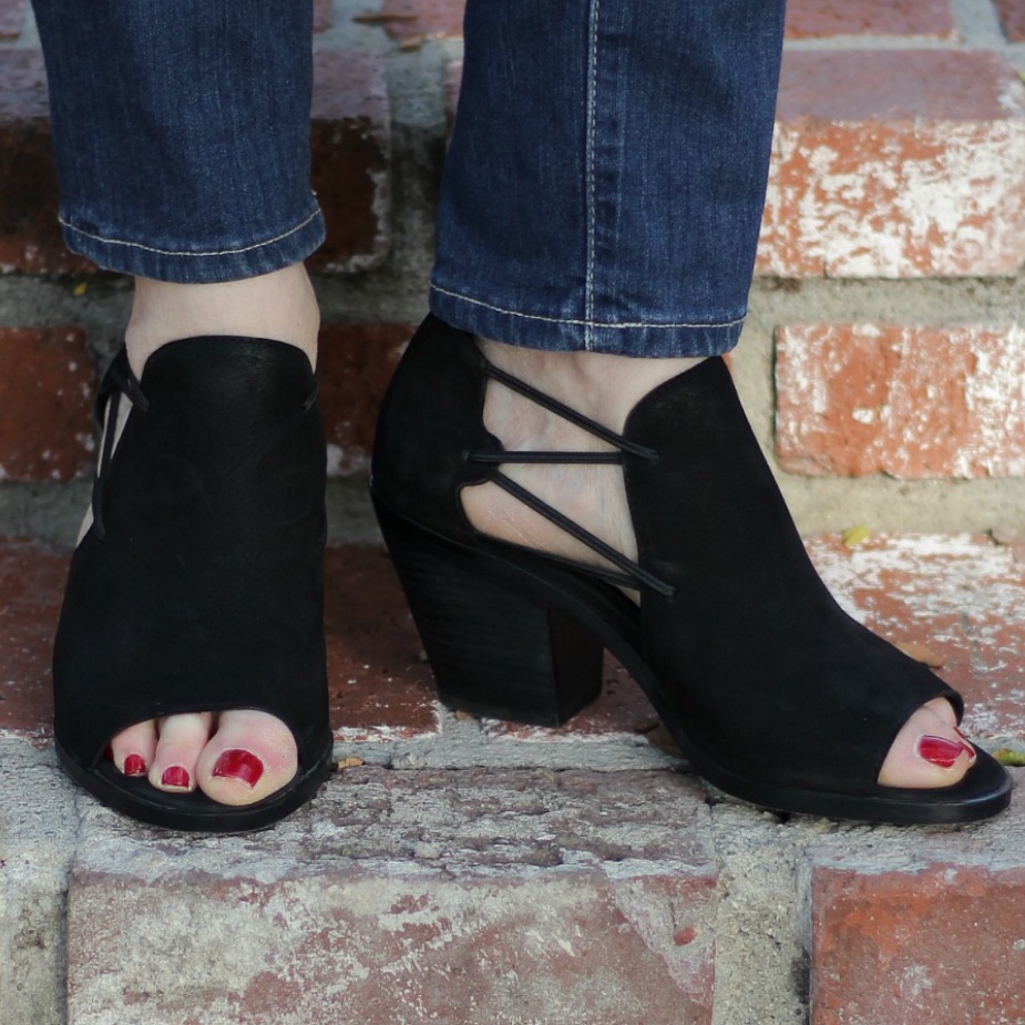 Eileen Fisher Peep Toe Leather Shoes Bootie Size 8.5